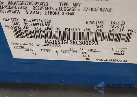 2019 Ford Ecosport Se z USA, uszkodzony, nr VIN MAJ6S3GL2KC300023